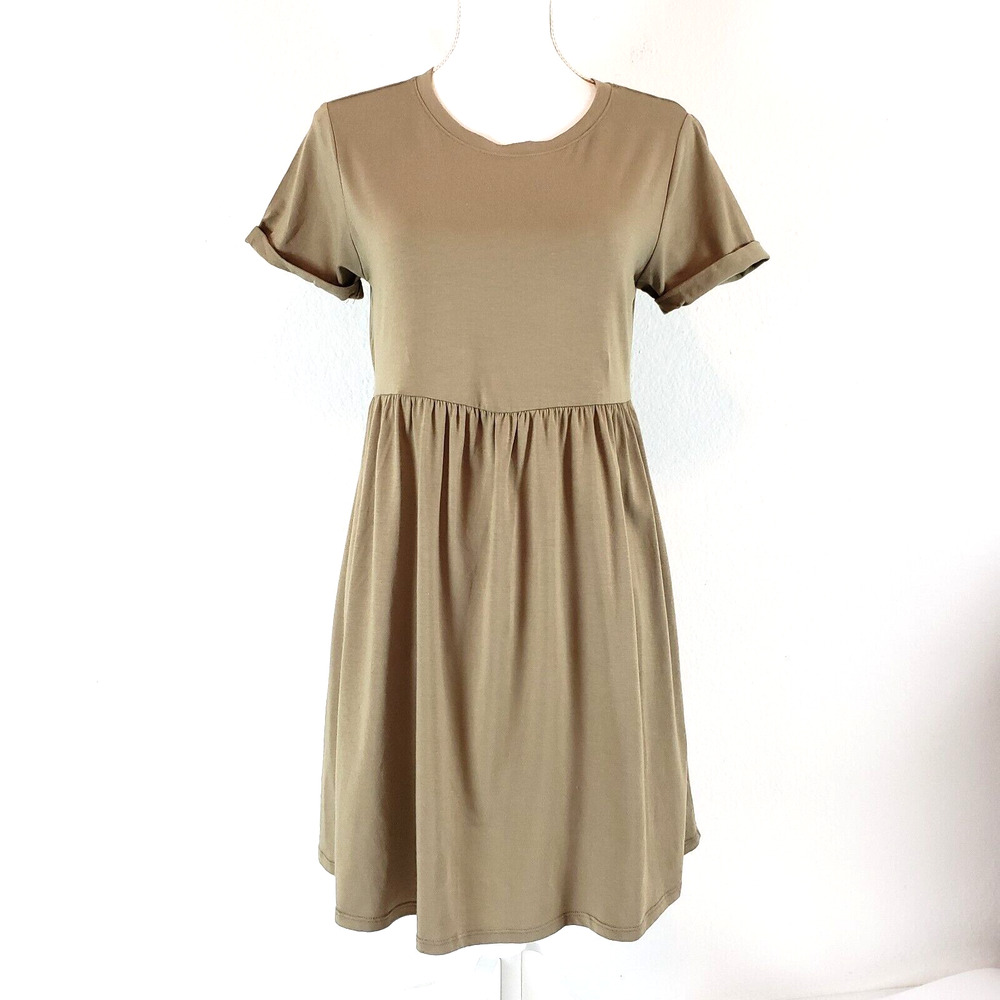 Wild Fable SIZE XS Green Short Sleeve Crewneck Babydoll Mini T-Shirt Dress